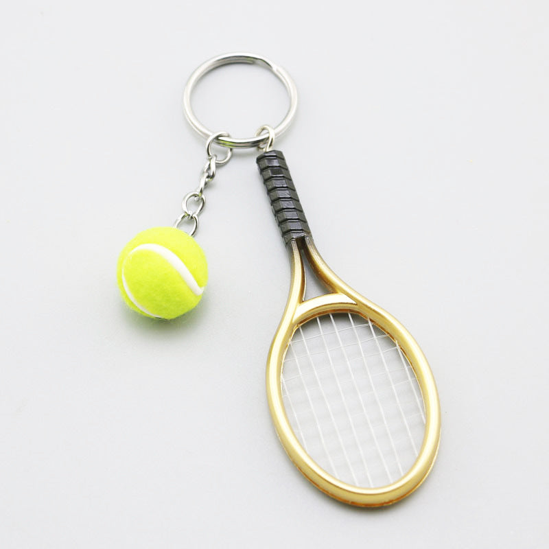 Wholesale Simulation Metal Tennis Mini Tennis Keychain